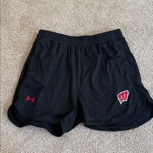 Under Armour Black University of Wisconsin Athletic Shorts Madison Badgers sz S